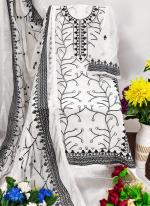 Georgette White Wedding Wear Chain Stich Work Dress Material